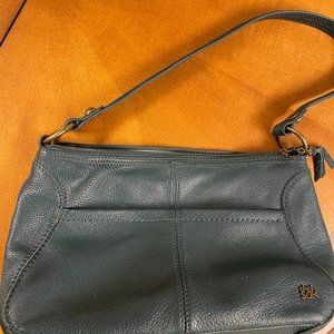 The SAK Handbag, shoulder bag, teal color, dark green, genuine leather